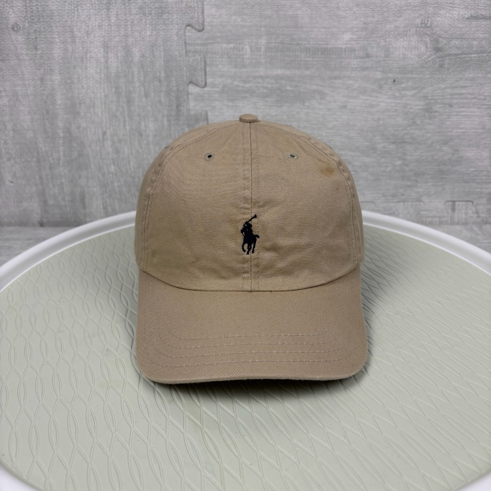 Cappello vintage Polo Ralph Lauren berretto cinturino posteriore beige piccolo pony logo tela skater