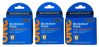 9x ONE Backdoor Pack Custom Fit Latex Condom in 3 Styles (3x3 Condoms) Ex: 6/27