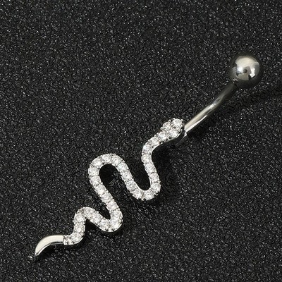 Zircon Belly Button Rings Perforation Snake Shaped Navel Ring Piercing Jewelry
