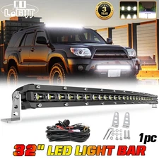 32" LED LIGHT BAR Curved Single Row Spot Flood Combo Truck Offroad 4WD ATV SUV 