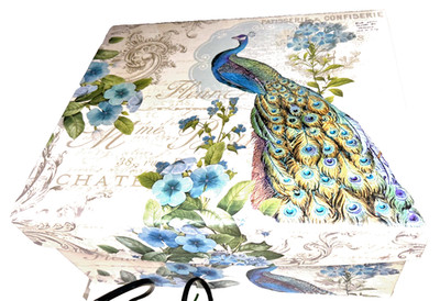 Große Pfau blau Geschenk Schmuck Buch Box Make-up Schlafzimmer Aufbewahrung Blumen blau Zimmer