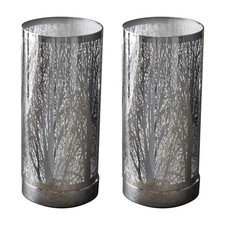Set of 2 Touch Table Lamps Modern Bedside Lighting Chrome Woodland Design