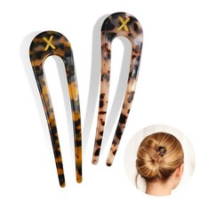 French Hair Pin for Women - 5.3 Inch 2 Pcs Tortoise Shell Initial French Pin,...