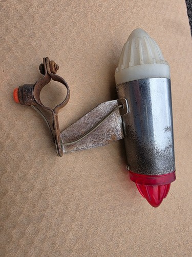 VINTAGE ROCKET BICYCLE LIGHT HANDLEBAR MOUNT W/ BUTTON
