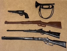 Marx Johnny West Accessories Lot Rifles, Pistol, And Bugle Custer Maddox Vintage