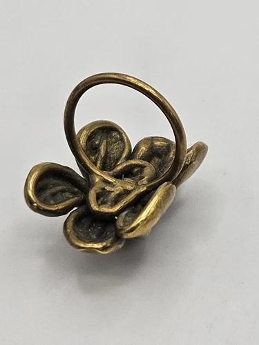 Vintage Brass Modernist Daisy Flower Ring Size 5.5 - Picture 5 of 10