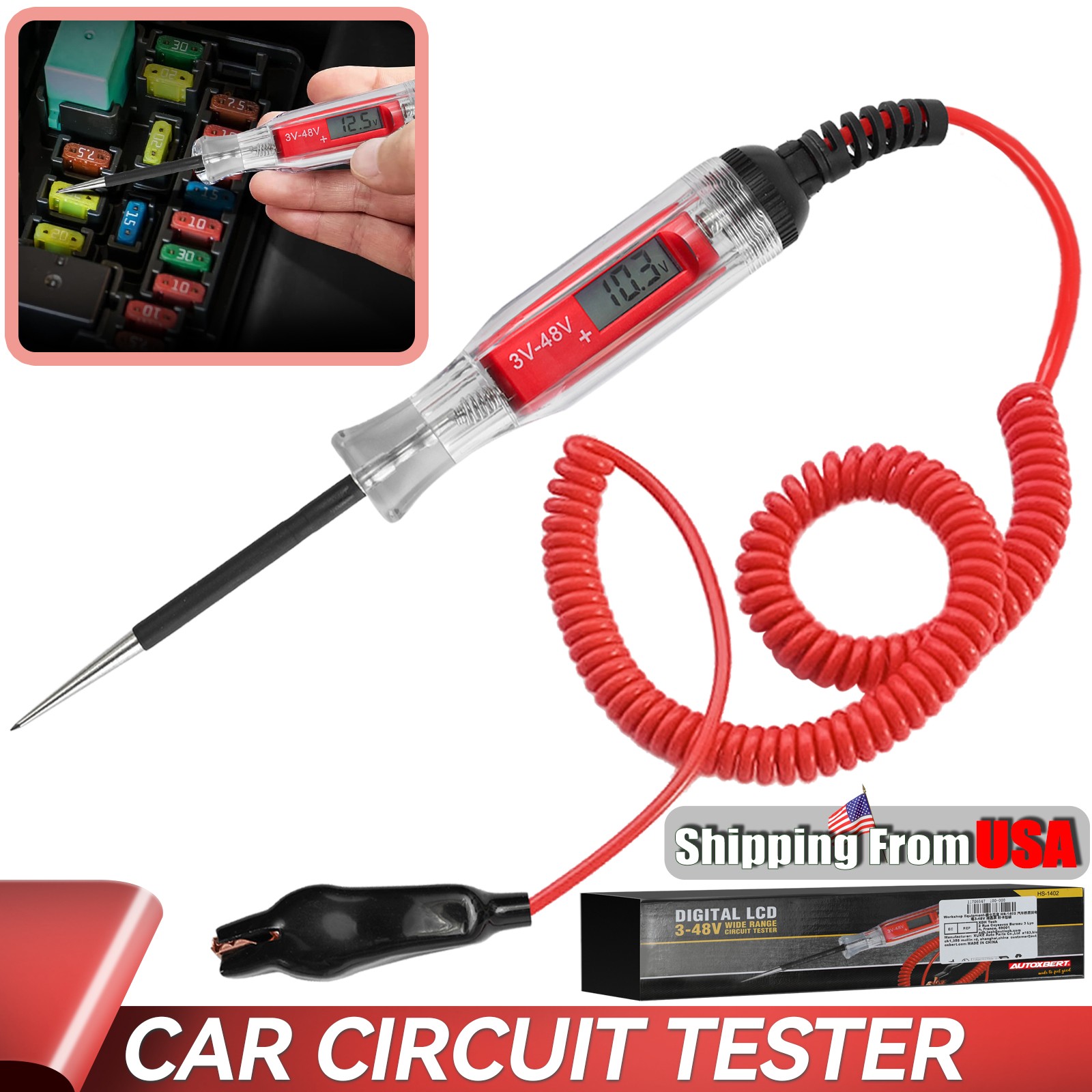 3-48 V Car Automotive Light Test Digital Electric Voltage Circuit Tester Trucks.