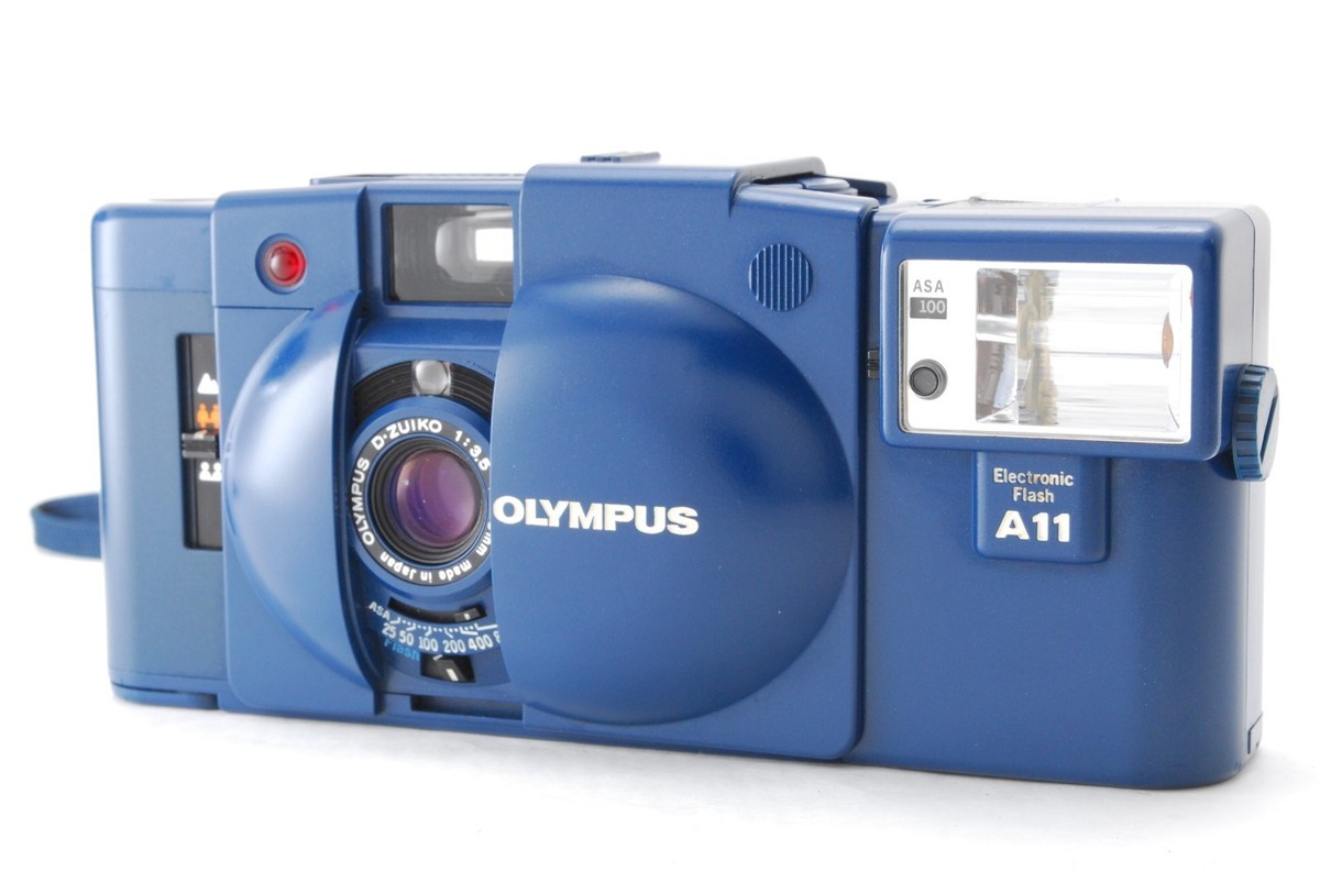 Near MINT] Olympus XA2 XA 2 Blue Film Camera Flash A11 A-11 From