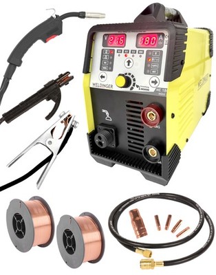 MIG/MAG-Schweißgerät ME180 mini Komplettset Schweißinverter + Schlauch WELDINGER