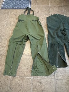 Vtg Bib Overalls Men Swedish Army Military Canvas Sherpa Lined SnowPant C52 L-XL
