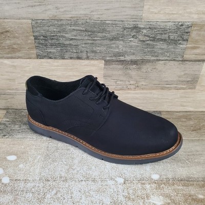 Toms Navi Oxford Mens Dress Shoes Sz 8.5 Casual Black Leather Suede Lace Up