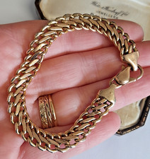Solid 9ct Gold Bracelet Curb Chunky Chain Hallmarked DAMAGED 11.7g Vintage