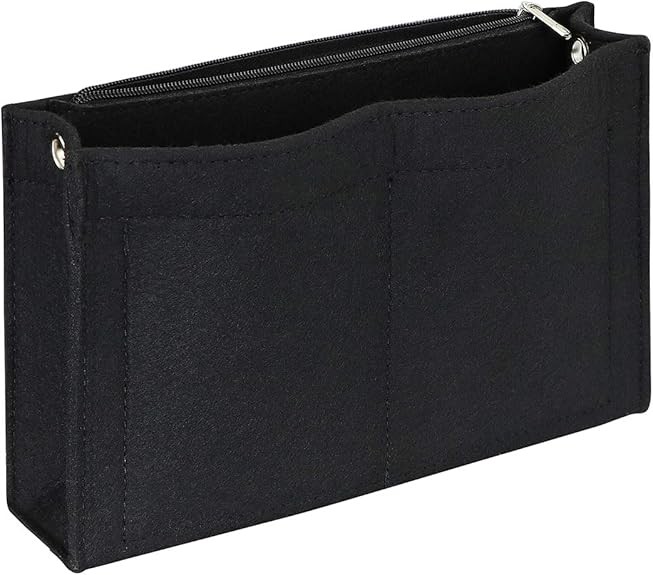 Mini Felt Purse Organizer Insert Small Tote Bag Organizer With Zipper Black