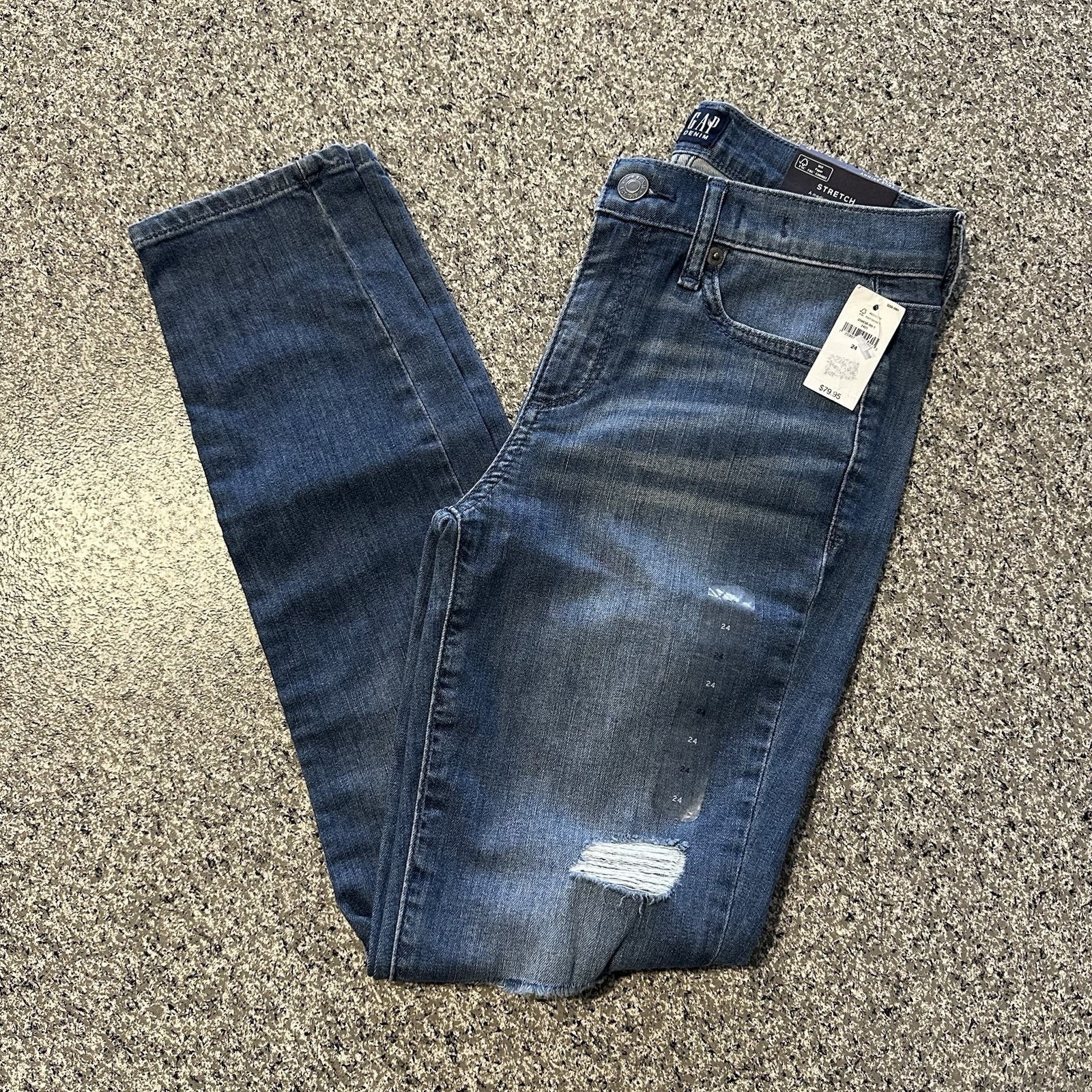 Womens 24x26 True Skinny Ankle Mid Rise Stretch Denim Distressed
