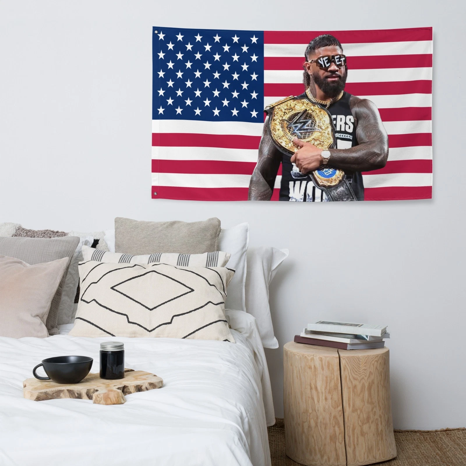Jey Uso American Flag Tapestry – “Uso Pride” Wrestling Entertainment Flag