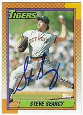 STEVE SEARCY 1990 TOPPS AUTOGRAPHED SIGNED # 487 DETROIT TIGERS