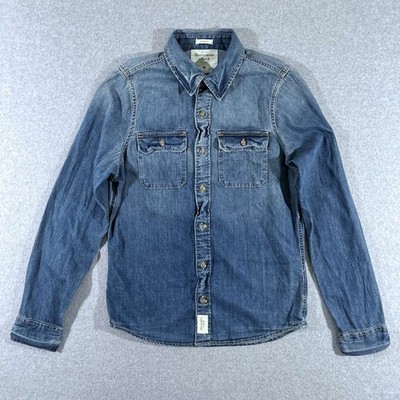 Abercrombie & Fitch Denim Shirt Mens M Blue Jean Button Up Muscle Y2K Preppy