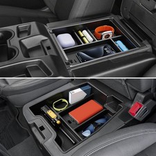 Wexyldra Center Console Organizer, Split Bench Folding Seat-2Pcs-Black, Black