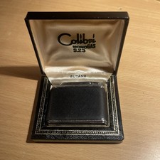 Vintage Colibri MonoGas S23 Lighter Made in Ireland black leather and chrome 