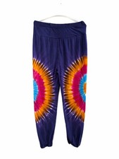Damen Stoffhose | Gr. M/L | Batik Lila | Sommerhose bunt | Freizeithose Jersey