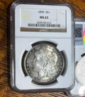 1890 MORGAN 1$ NGC MS63 2-SIDED RAINBOW TONER mikesartifacts VIDEO