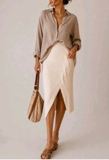 Anthropologie Maeve Desiree Knit Midi Skirt in Cream