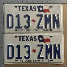 1990 Texas license plate pair D13-ZMN Ford Chevy Dodge 21387