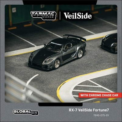 Tarmac Works 1:64 RX-7 VeilSide Fortune7 Grey metallic Black Diecast Model Car