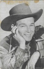 EXHIBIT ARCADE COWBOY CARD 1940's ROY ROGERS B W GREAT CARD
