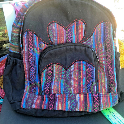 Kathmandu Collection Handmade Backpack, 16  Striped Boho Bag from Nepal