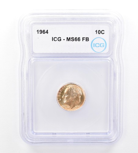1964 Roosevelt Dime MS66 FB ICG Beautiful Tone *1601 - Picture 1 of 3