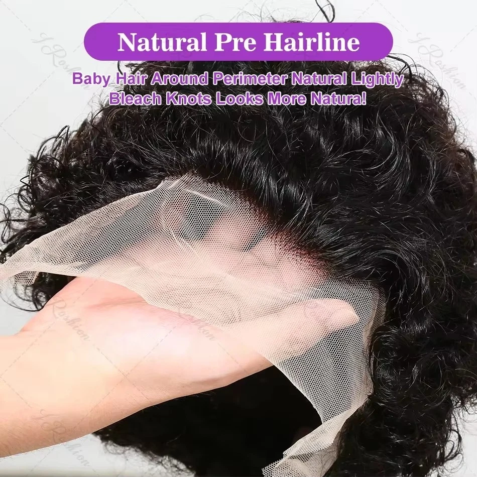 Pelucas Pixie de 6 pulgadas para mujer cabello humano brasileño de alta calidad 13x1 frente de encaje Foto 3 de 4