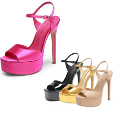 Women's High Stilettos Heel Sandals Ankle Strap Open Toe Wedding Party Pumps
