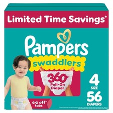 Pampers Swaddlers 360 Size 4 Baby Diapers 56 Count Leakproof Comfy Designed Easy