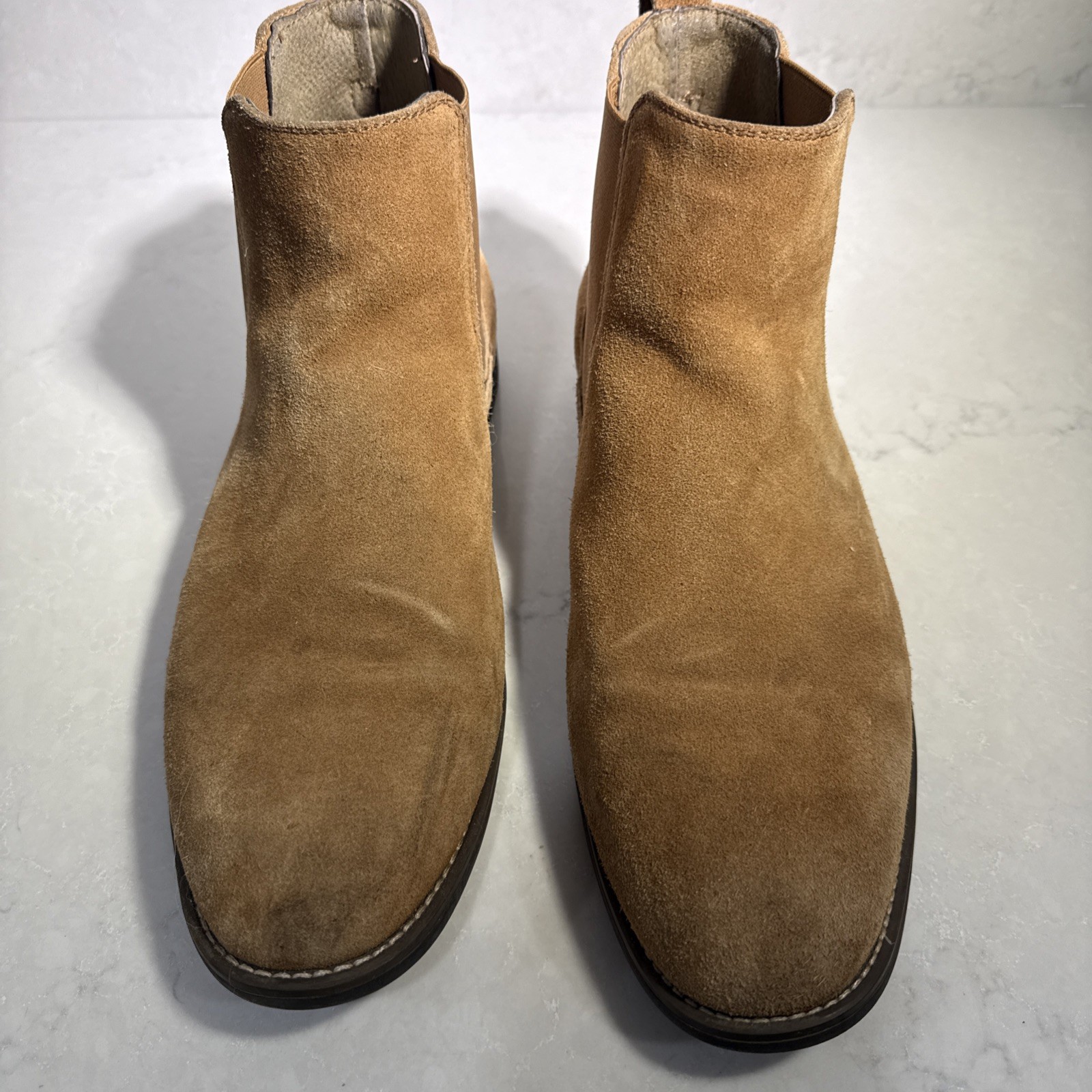 Bruno Marc Brown Suede Chelsea Boots Pull On Comfort Men's Size 14