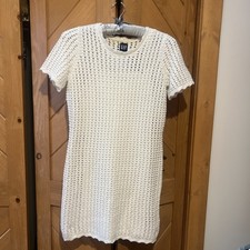 Gap Crochet Mini Dress Short Scallop Sleeve White ,Size Small P ,