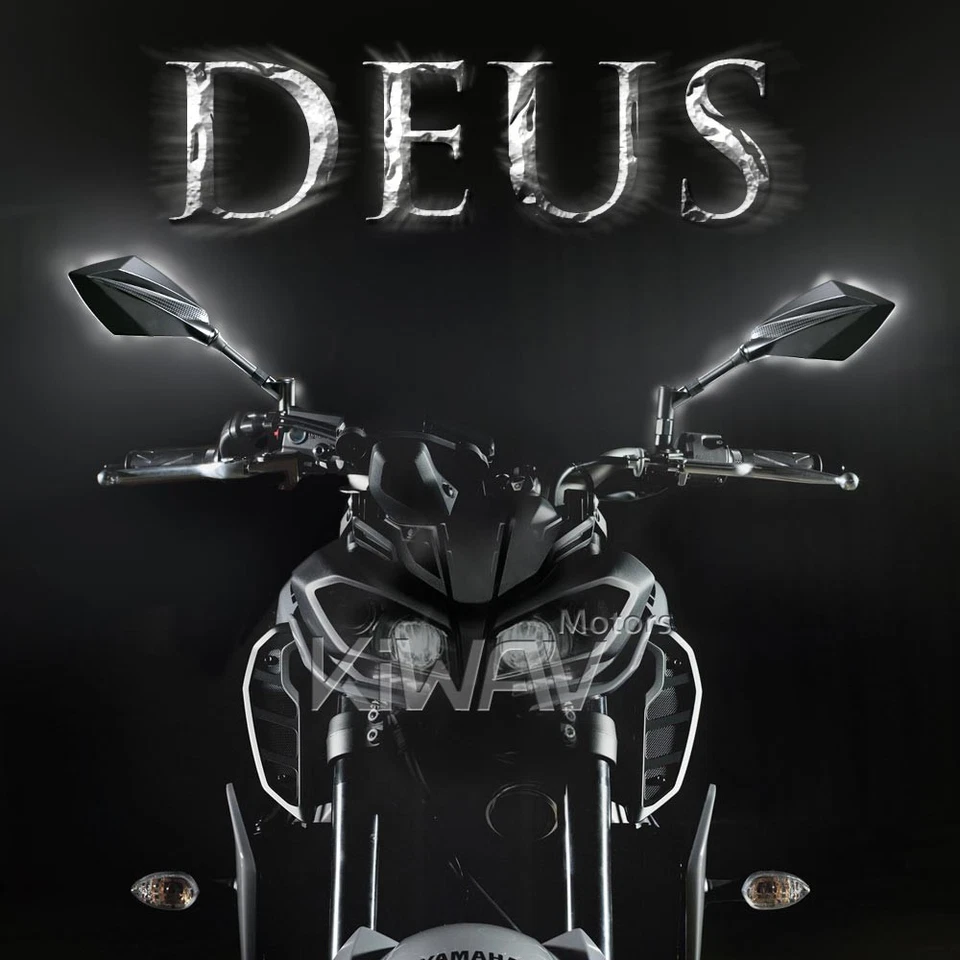 KiWAV rétroviserus noir DEUS carbone universal 10mm 8mm pour Norton Triumph - Photo 3/4