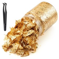 Gold Leaf Flakes,Gold Foil Flakes for Resin, Metallic Gold Leaf Flakes