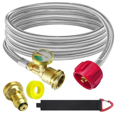 MEFUN Upgraded 12 FT Propane Tank Extension Hose Braided with 12 Feet, Silver