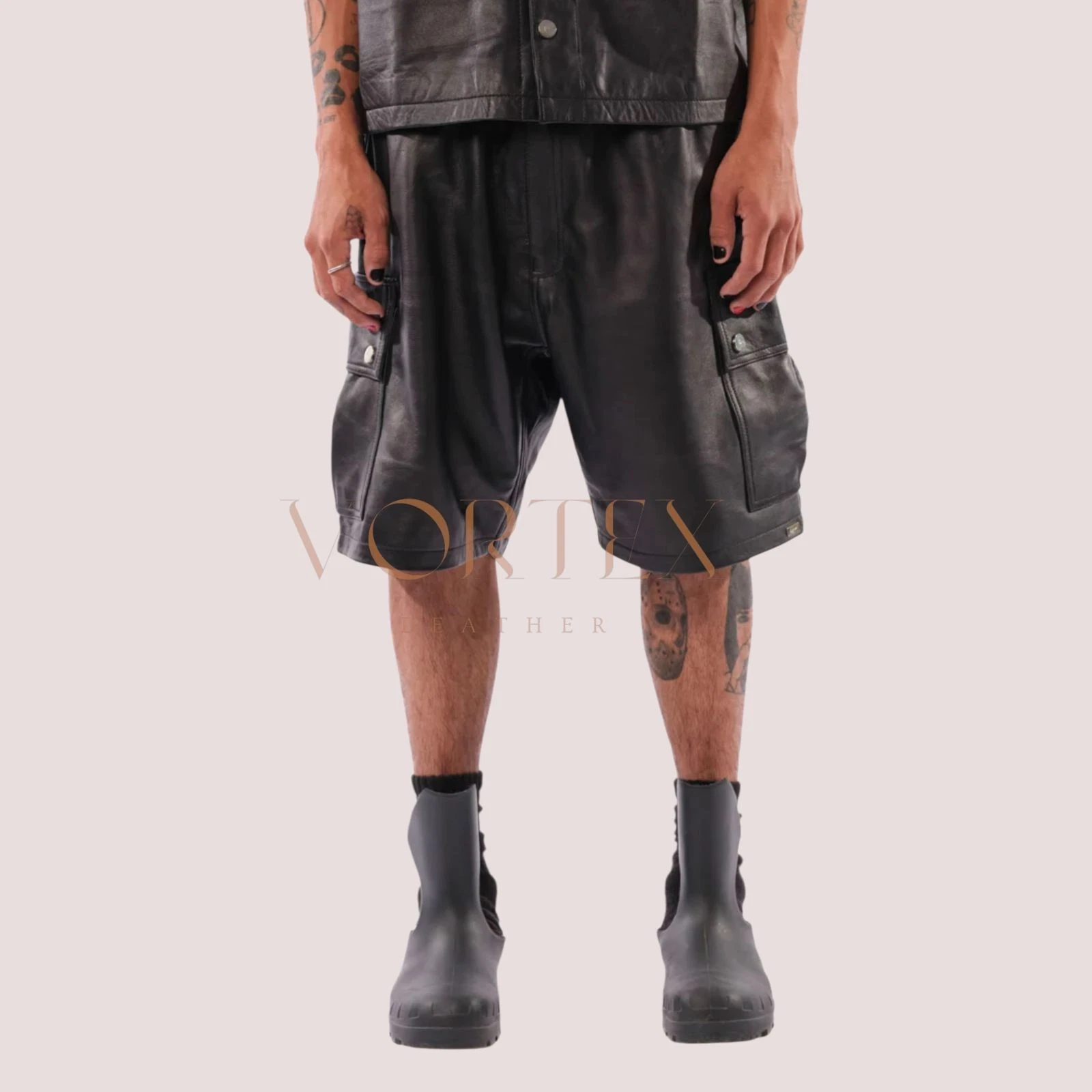 Lambskin Leather Shorts Black – LGBTQ Pride Handmade Geniune Leather Lambskin