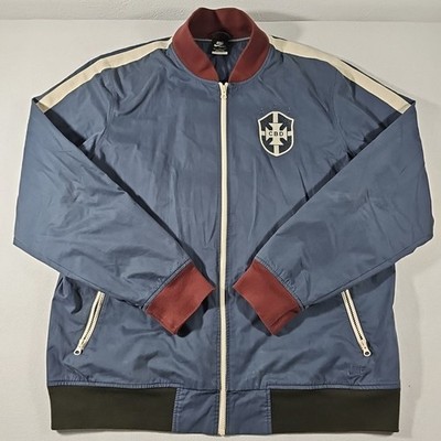 Nike Trackjacket Brasil Retro-Jacke Gr. XXL top Jack Retro YKK Navyblau Weinrot 