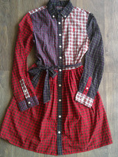 Polo Ralph Lauren Shirt Dress Girls 14 Plaid Cotton Patchwork Belted Dress