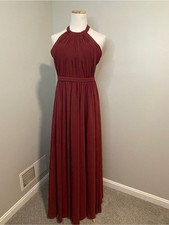 KLEINFELD Elegant Halter Prom Gown in Sangria Wine Size 6