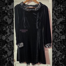 Axes Femme black velvet velour long sleeve dress with lace peter pan collar