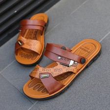 Men's Slippers Summer Flat Sandals For Men Adult Thick-soled Beach Shoes Non-sli