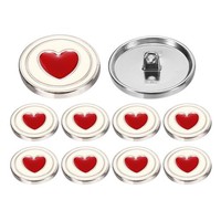 10 StüCk MetallknöPfe Mit Herz, 22,5Mm Silber FüR NäHen, Rot