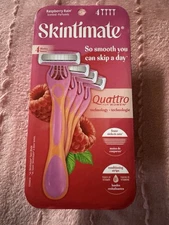 Women’s SKINTIMATE QUATTRO Disposables Razors ~ 4 PACK - RASPBERRY RAIN Scented