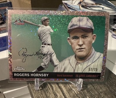 2025 Topps Chrome Platinum Rogers Hornsby #443 Rose Gold Diamond /75 Cardinals