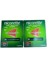 2 X Nicorette Step 1 Invisi 25mg Nicotine Patches, 2x7=14 Patches. Exp: 07/2028