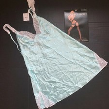 Victoria's Secret S SLIP night Gown Babydoll BLUE white Lace BRIDAL I DO Bride